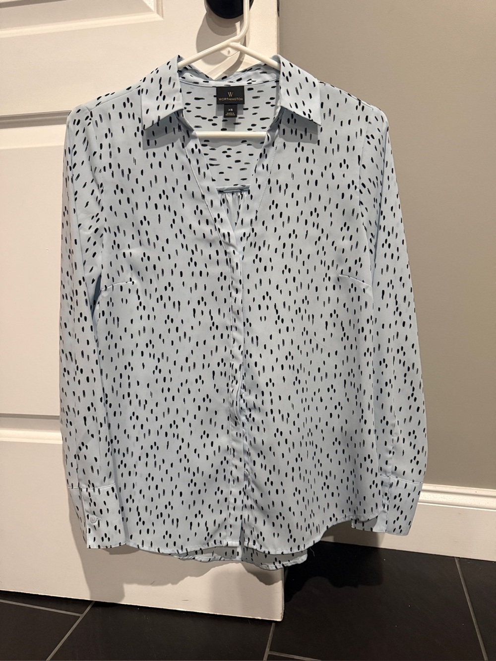 Worthington Light Blue Patterned Long-Sleeve Shirt